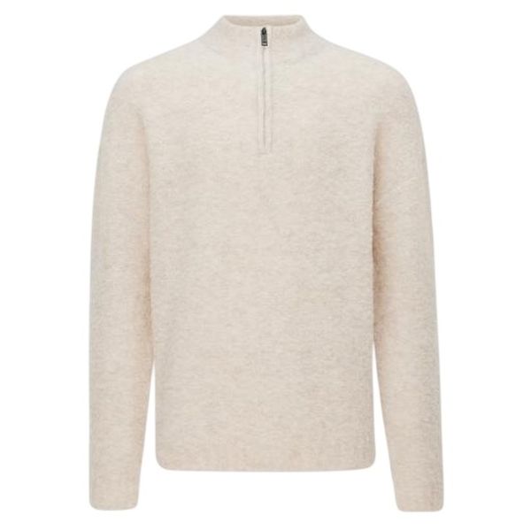 Genti Turtle Monogram Half Zip Sweater Off White