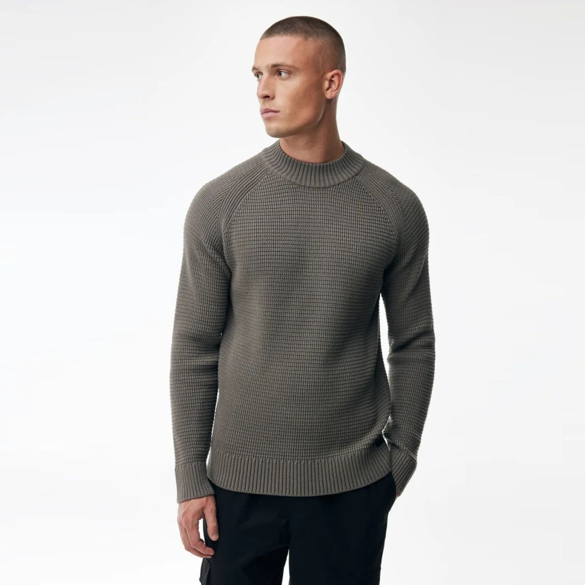 Genti Waffle Turtle Sweater Bruin
