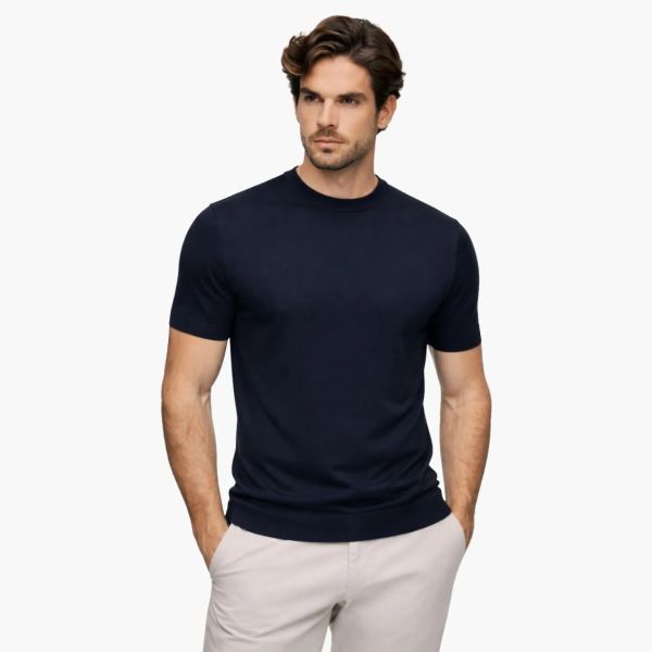 Gentiluomo Round Knitted T-shirt Navy
