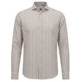 Gentiluomo Striped Scampia Fashion Fit Overhemd Wit/Bruin