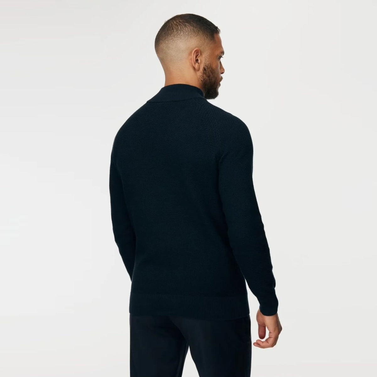 Gentiluomo Structured Turtle Zip Sweater Navy
