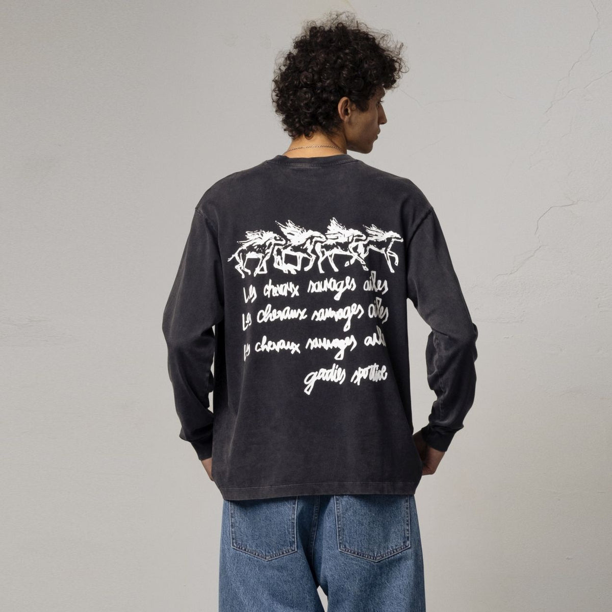 Goodies Sportive Les Chevaux Sauvages Longsleeve T-shirt Antraciet