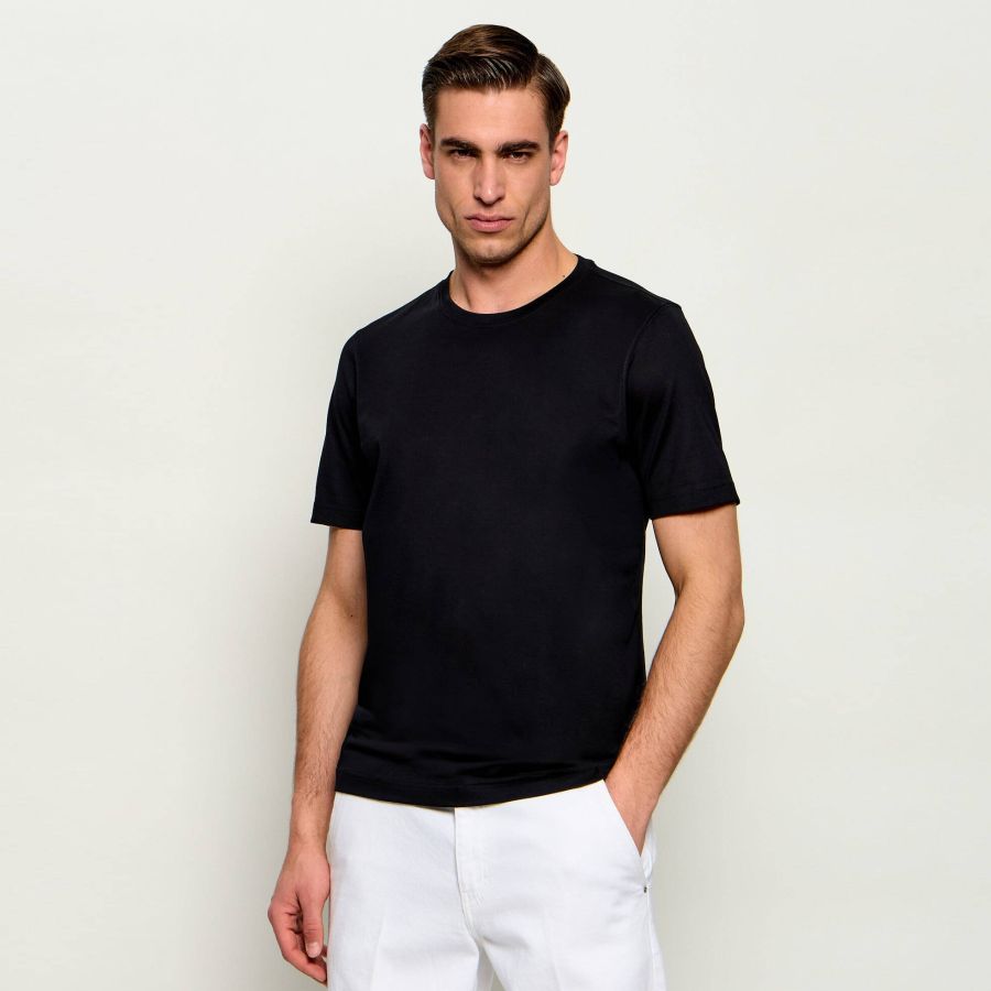 Gran Sasso Mercerized Cotton T-shirt Zwart