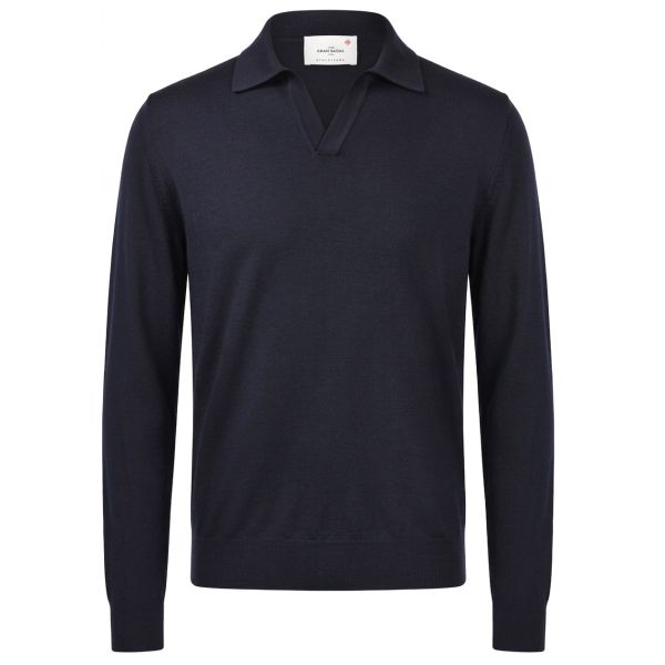 Gran Sasso Merino Longsleeve Polo Navy