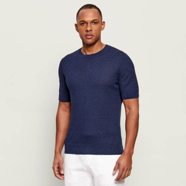 Gran Sasso Stitch Knitted T-shirt Navy