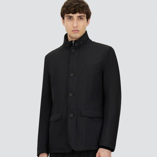 Herno Stand Down Collar Jas Zwart