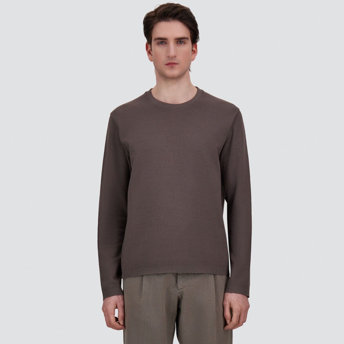 Herno Cotton & Cashmere Longsleeve T-shirt Bruin