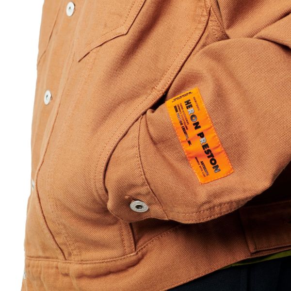 heron preston oversized canvas jacket tobacco bruin