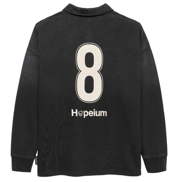 Hopeium Football Polo Sweater Zwart