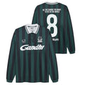 Hopeium Football Striped Longsleeve Polo Donker Groen/Navy
