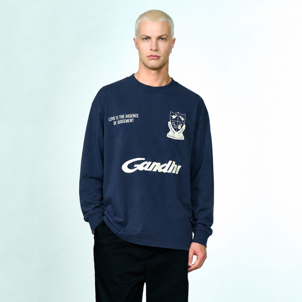 Hopeium Gandhi Longsleeve T-shirt Navy