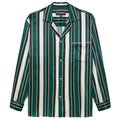 Hopeium Striped Silk Overhemd Donker Groen/Off White/Navy