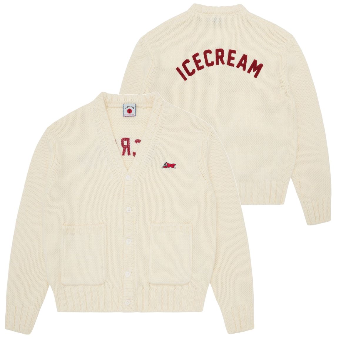Icecream College Knitted Cardigan Off White