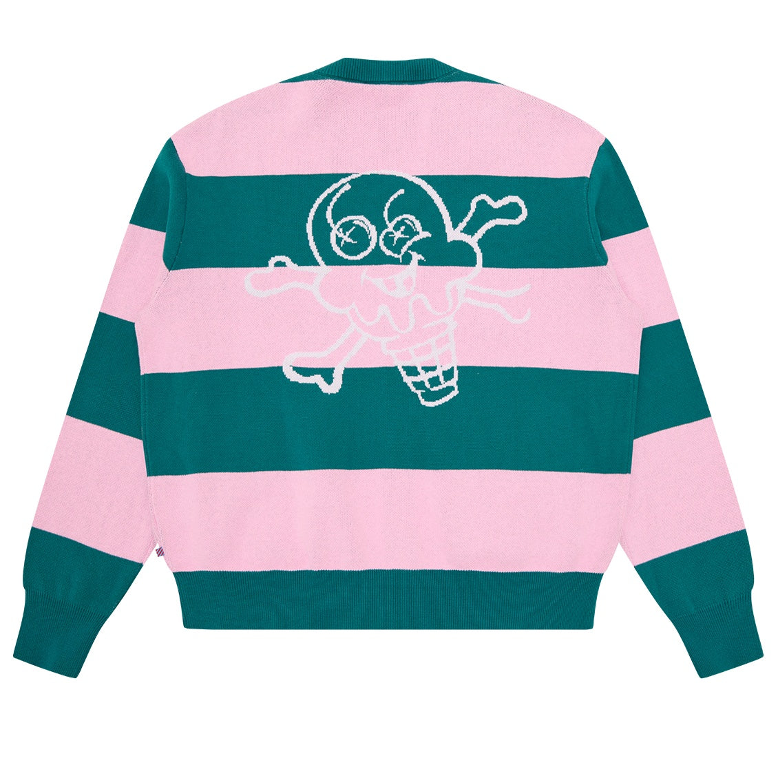 Icecream Cones & Bones Striped Knitted Cardigan Roze/Groen