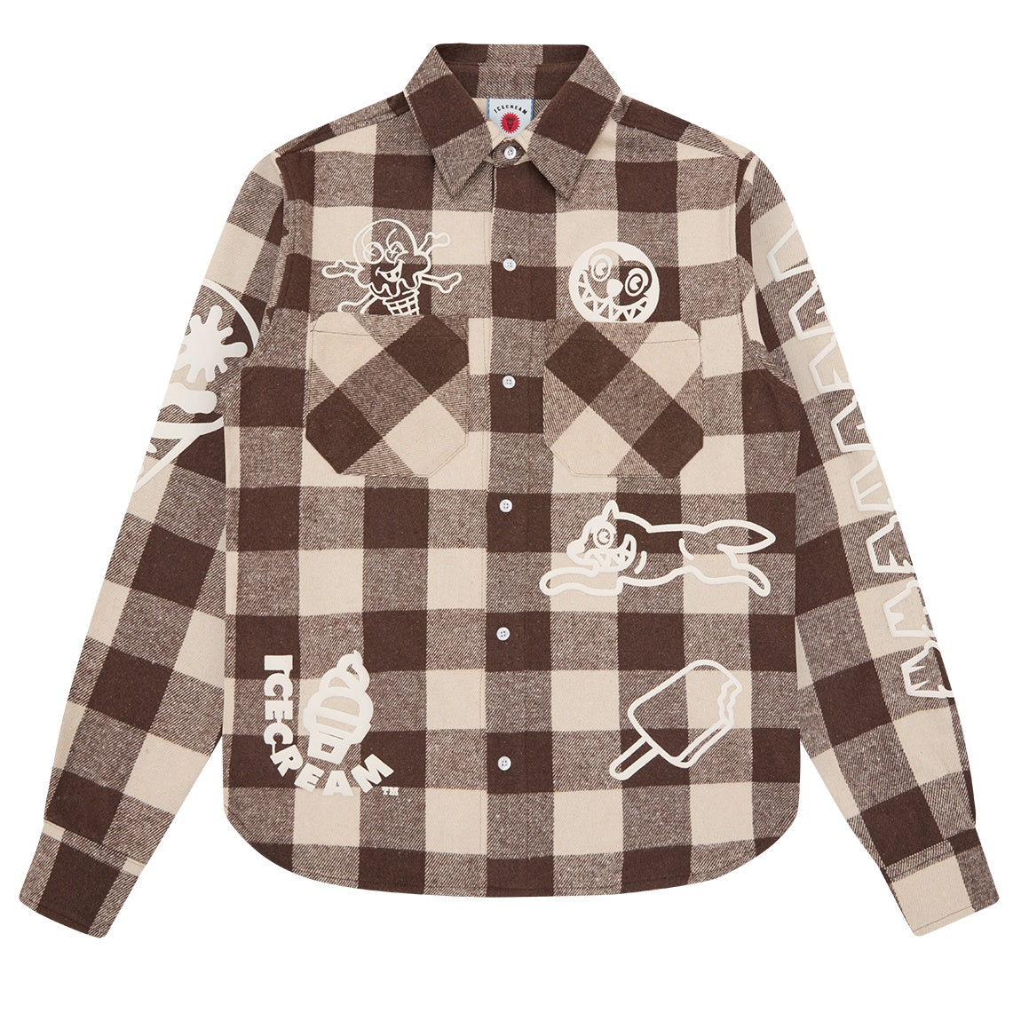 Icecream Multi Logo Check Overhemd Bruin