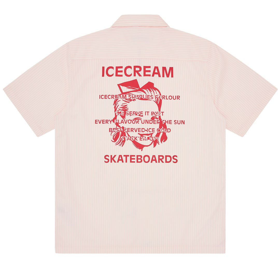 Icecream Waitress Quarter Zip Work Overhemd Roze