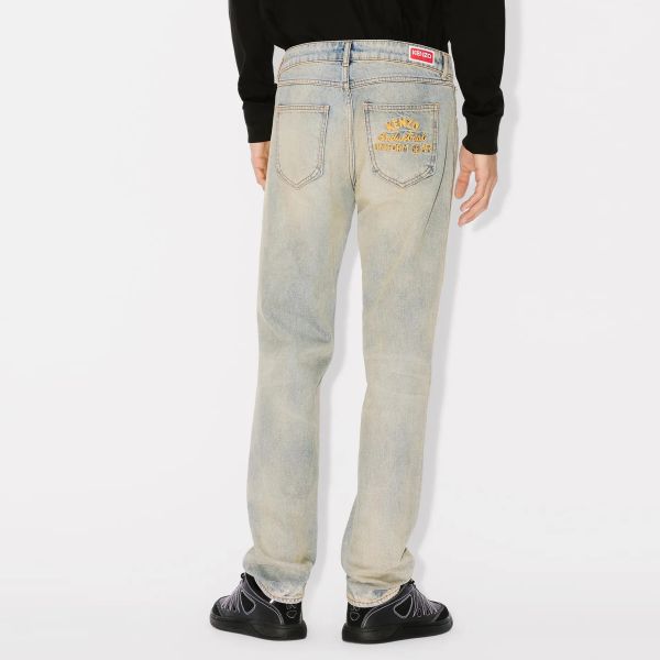 Kenzo Drawn Varsity Bara Slim Fit Jeans Blauw