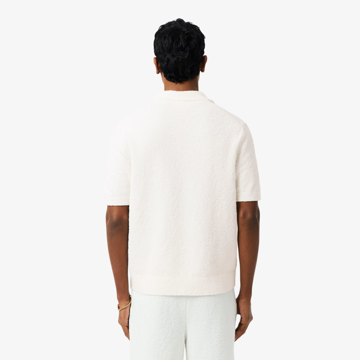 Lacoste Bouclé Knit Polo Off White