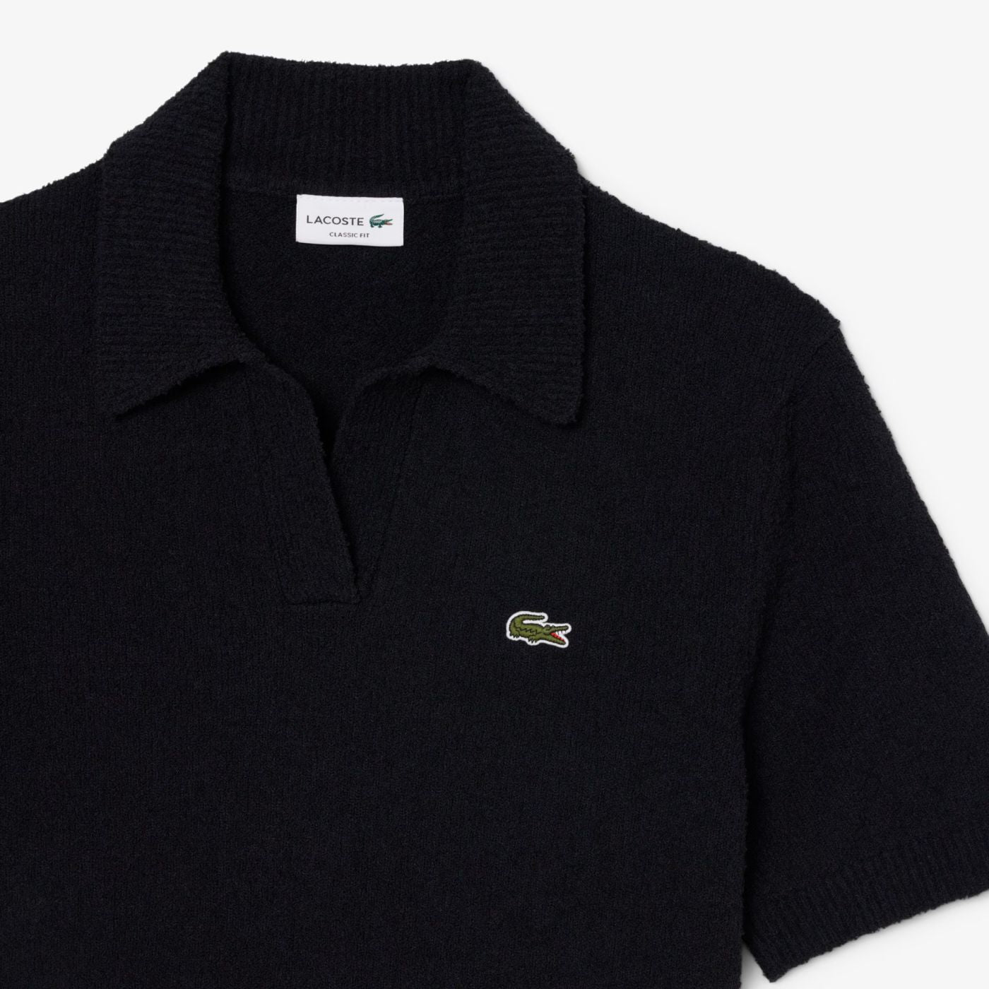 Lacoste Bouclé Knit Polo Zwart