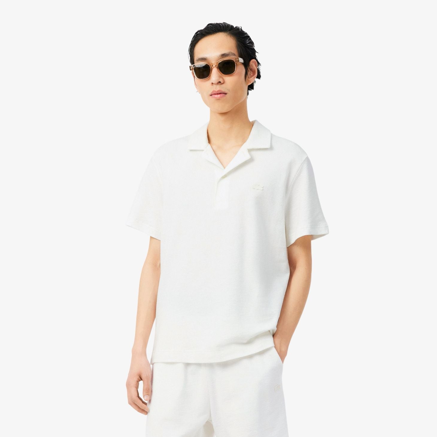 Lacoste Classic Fit Textured Polo Off White