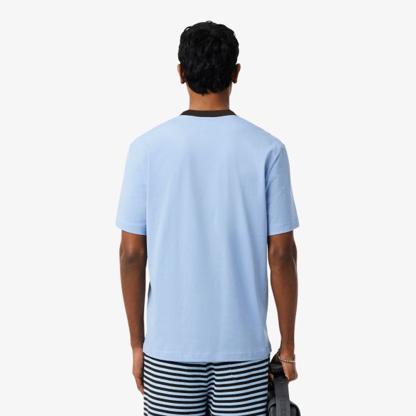 Lacoste Color-Blocked Croc T-shirt Licht Blauw