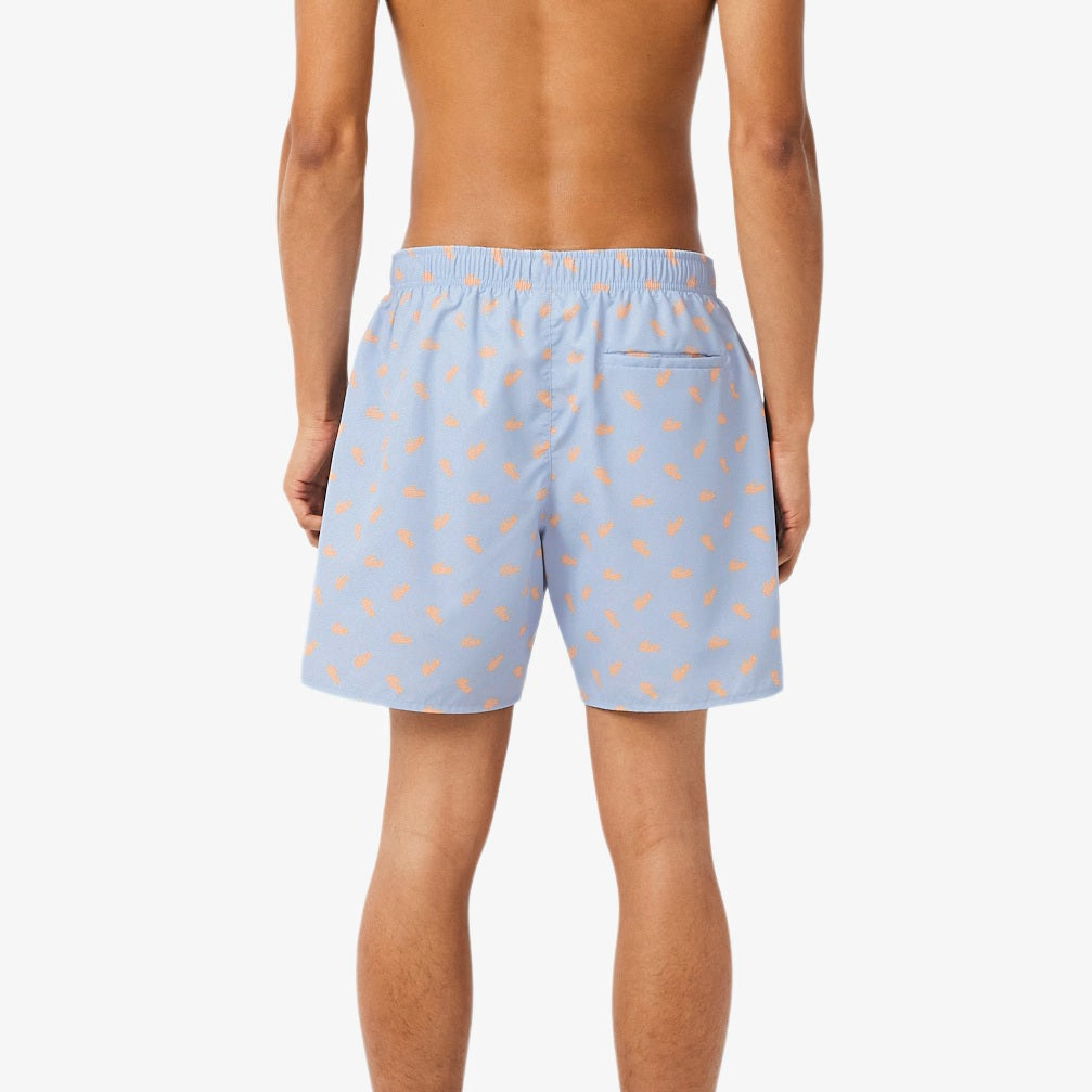 Lacoste Crocodile Print Zwembroek Licht Blauw