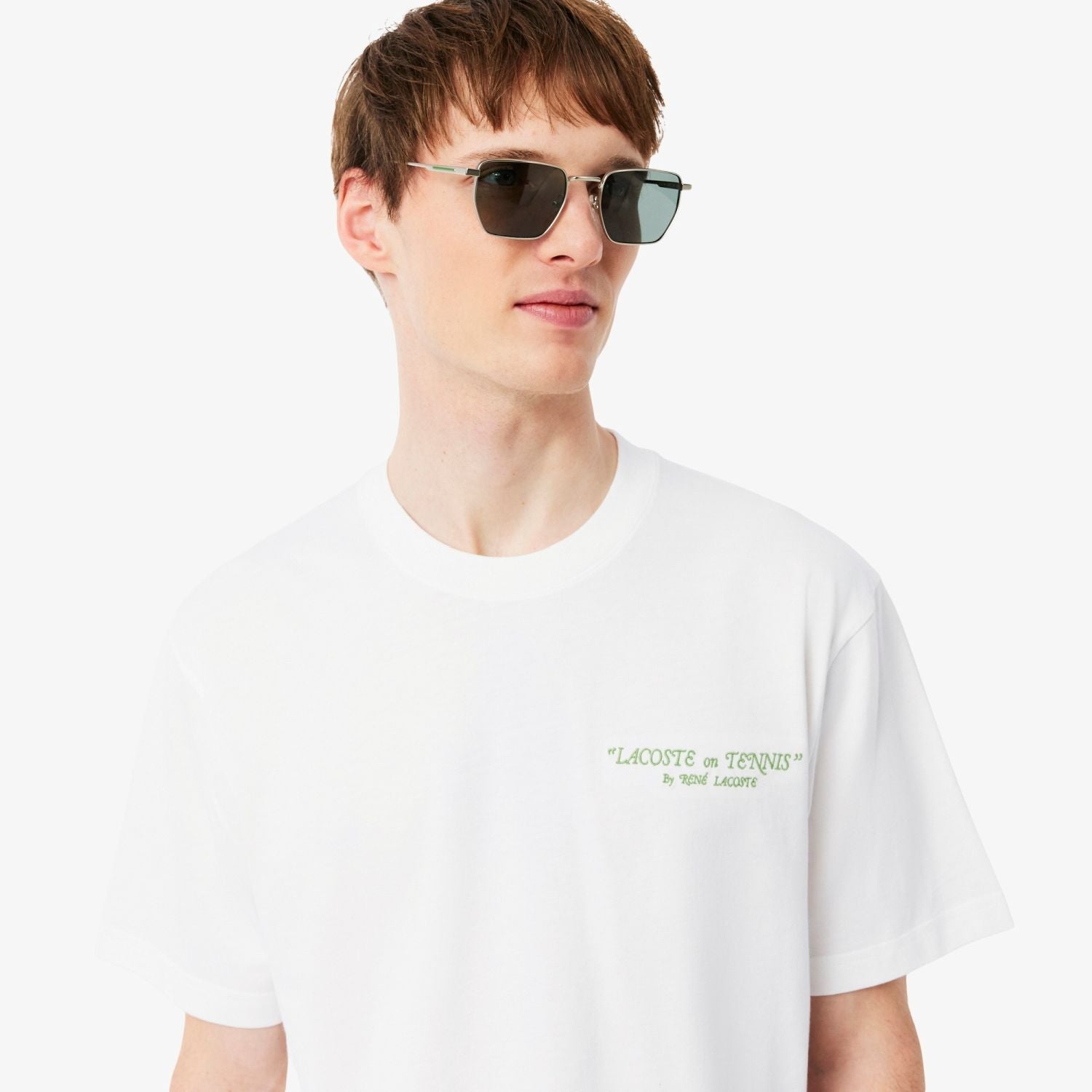 Lacoste Embroidered Cotton T-shirt Wit