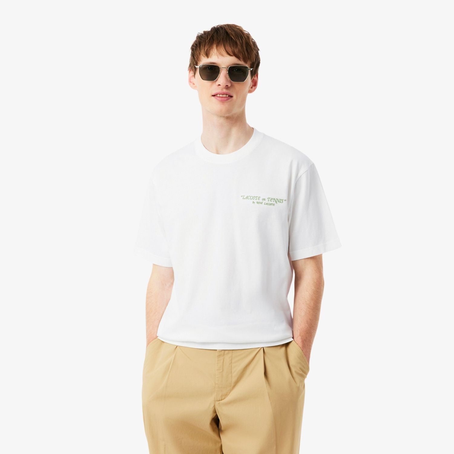 Lacoste Embroidered Cotton T-shirt Wit