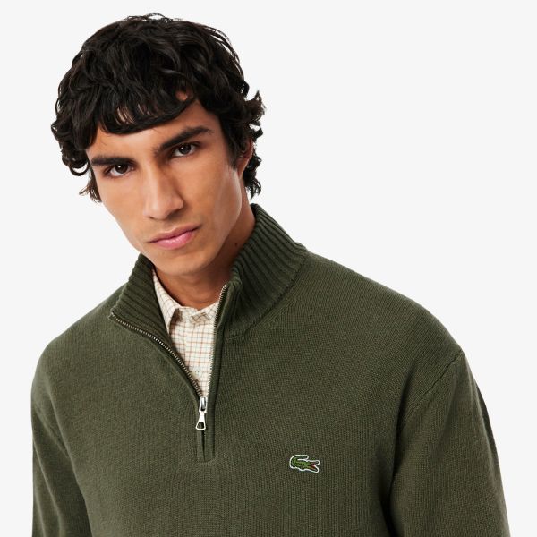 Lacoste Knitted Half Zip Sweater Donker Groen
