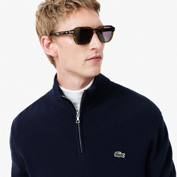 Lacoste Knitted Half Zip Sweater Navy