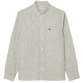 Lacoste Striped Linen Overhemd Donker Groen/Wit
