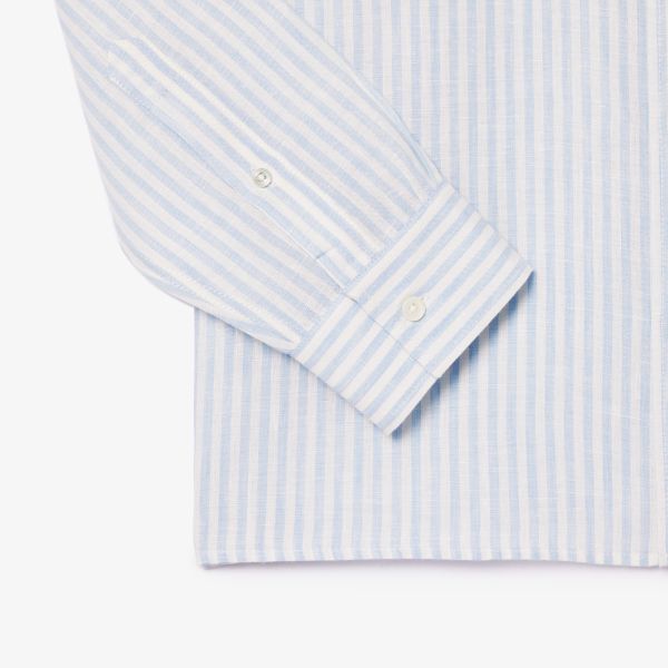 Lacoste Overhemd Licht Blauw/Wit