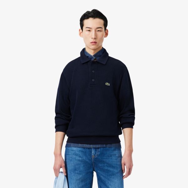 Lacoste Ribbed Polo Sweater Navy