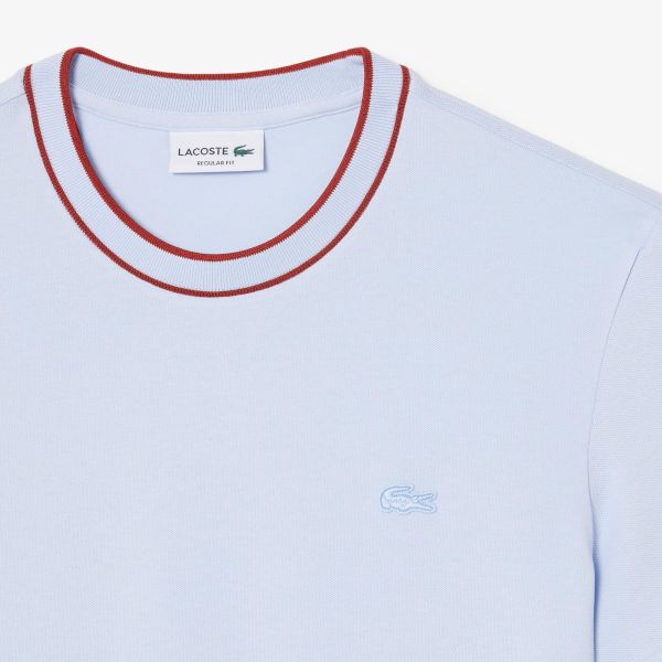 Lacoste Stretch Pique Striped Collar T-shirt Licht Blauw