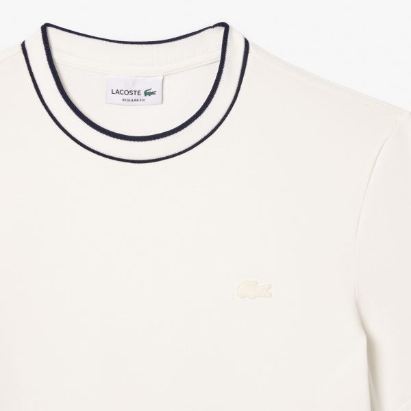 Lacoste Stretch Pique Striped Collar T-shirt Off White