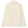 Lacoste Striped Linen Overhemd Geel/Wit