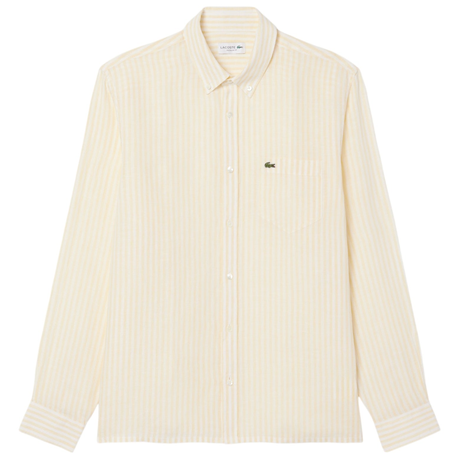 Lacoste Striped Linen Overhemd Geel/Wit