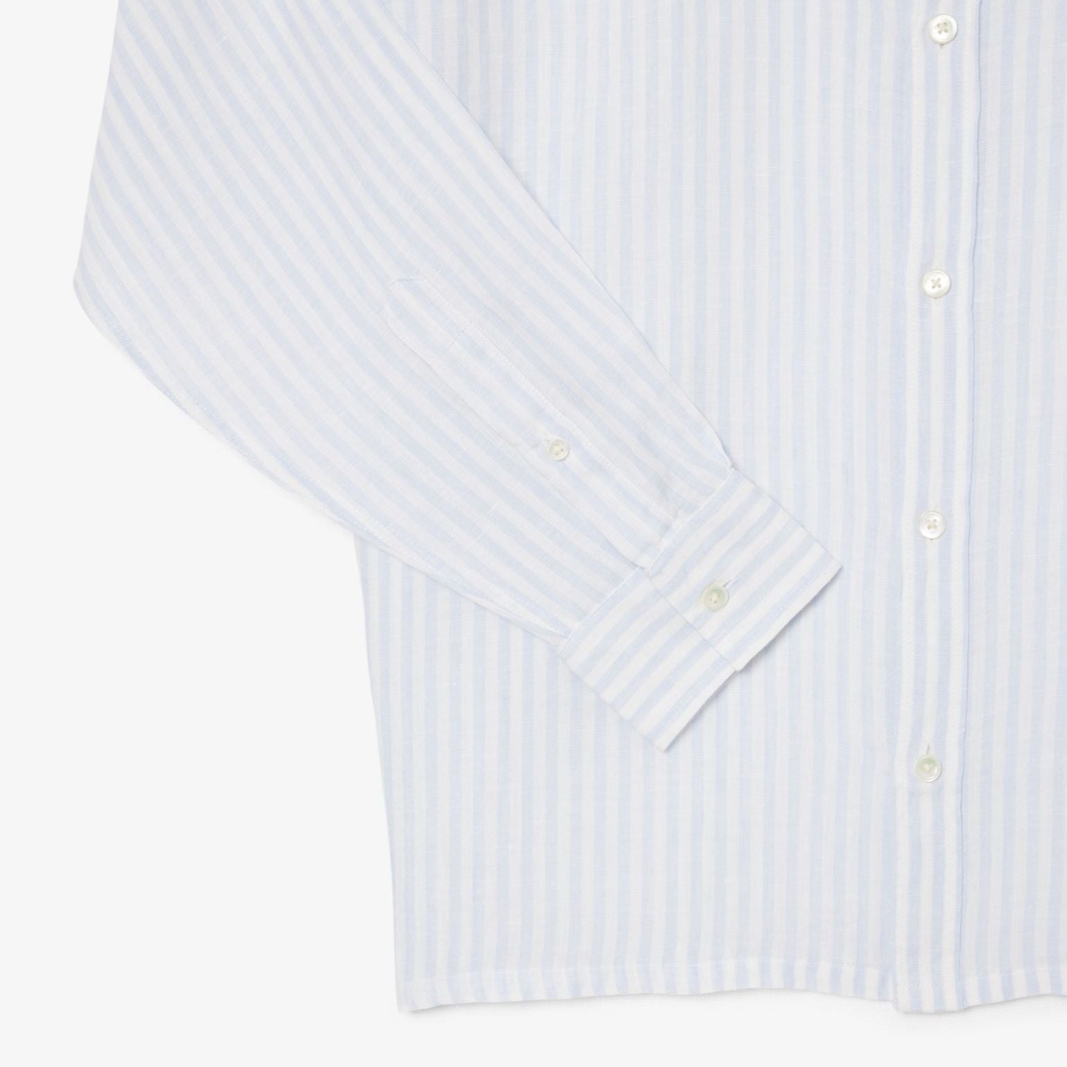 Lacoste Striped Linen Overhemd Licht Blauw/Wit