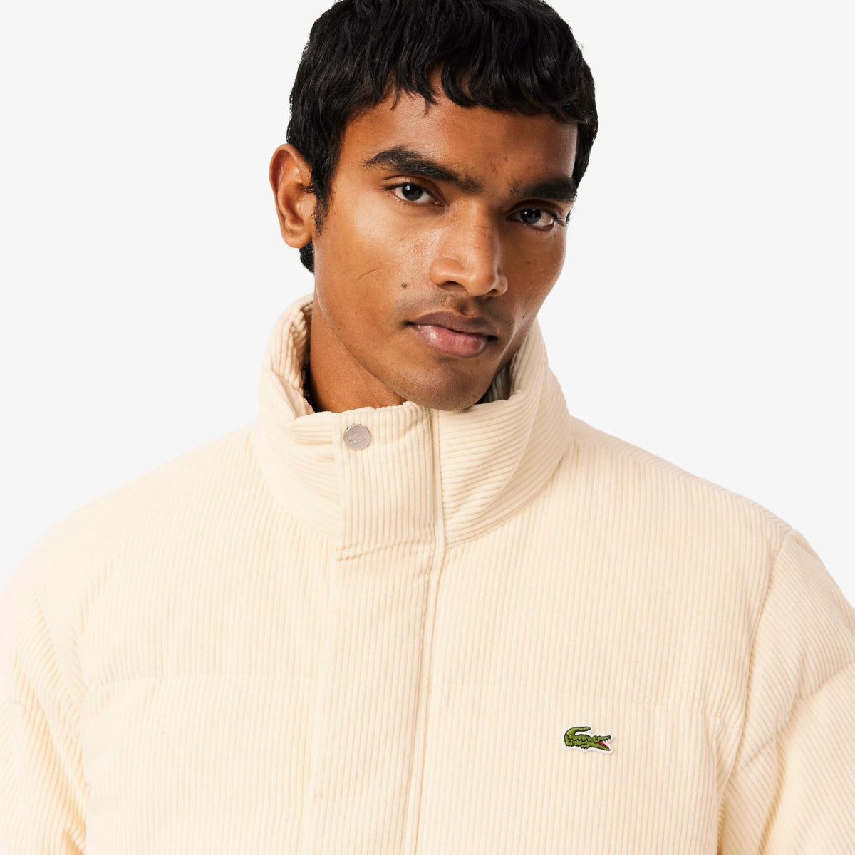 Lacoste Corduroy Down Puffer Off White
