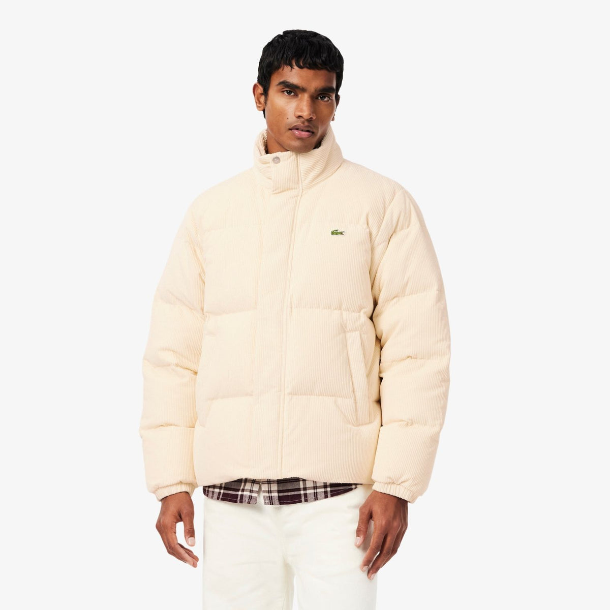 Lacoste Corduroy Down Puffer Off White