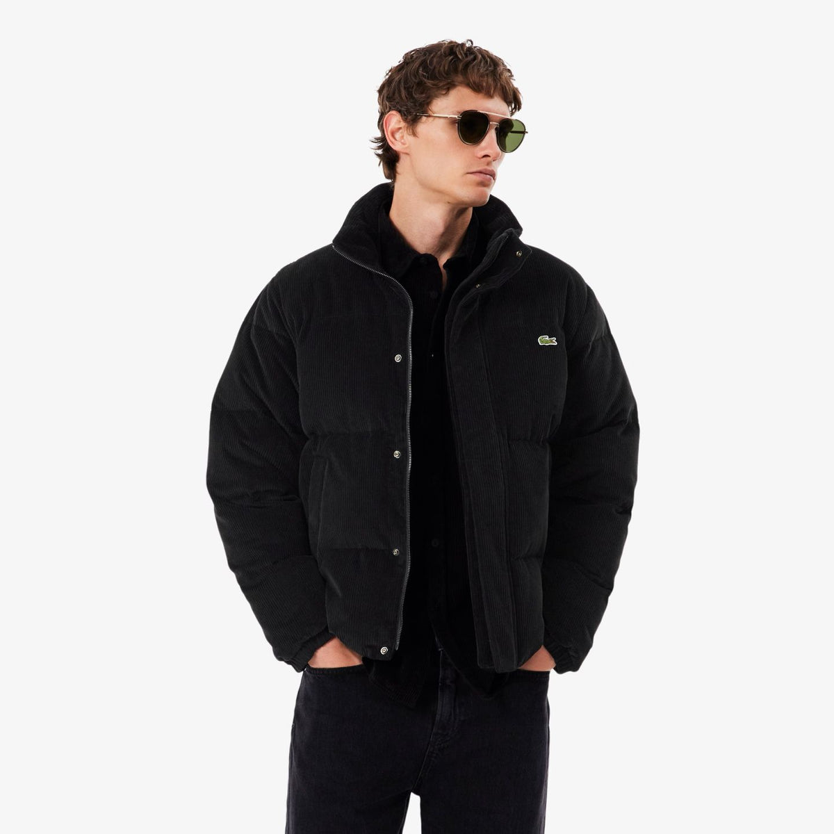 Lacoste Corduroy Down Puffer Zwart