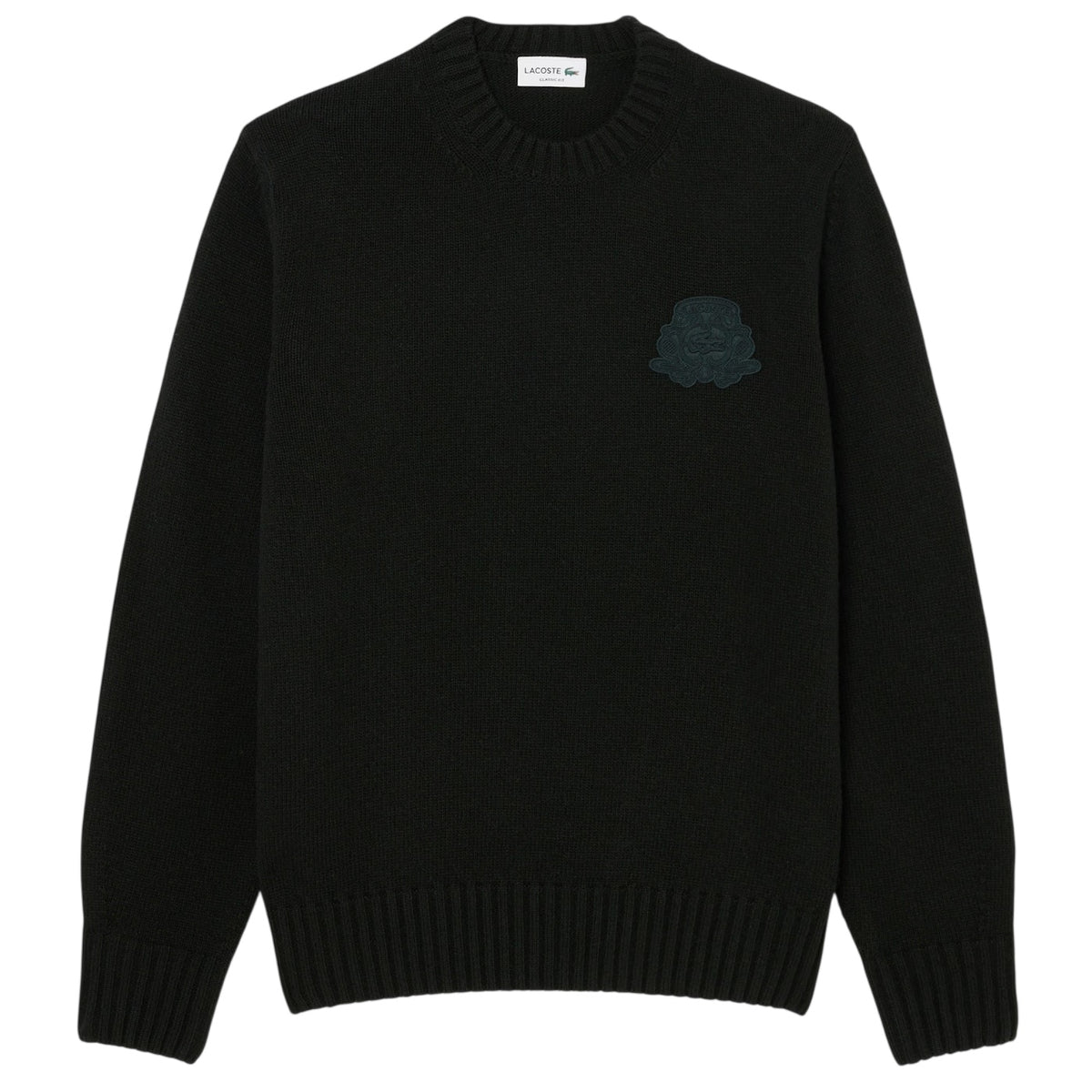 Lacoste Embroidered Shield Wool Sweater Donker Groen