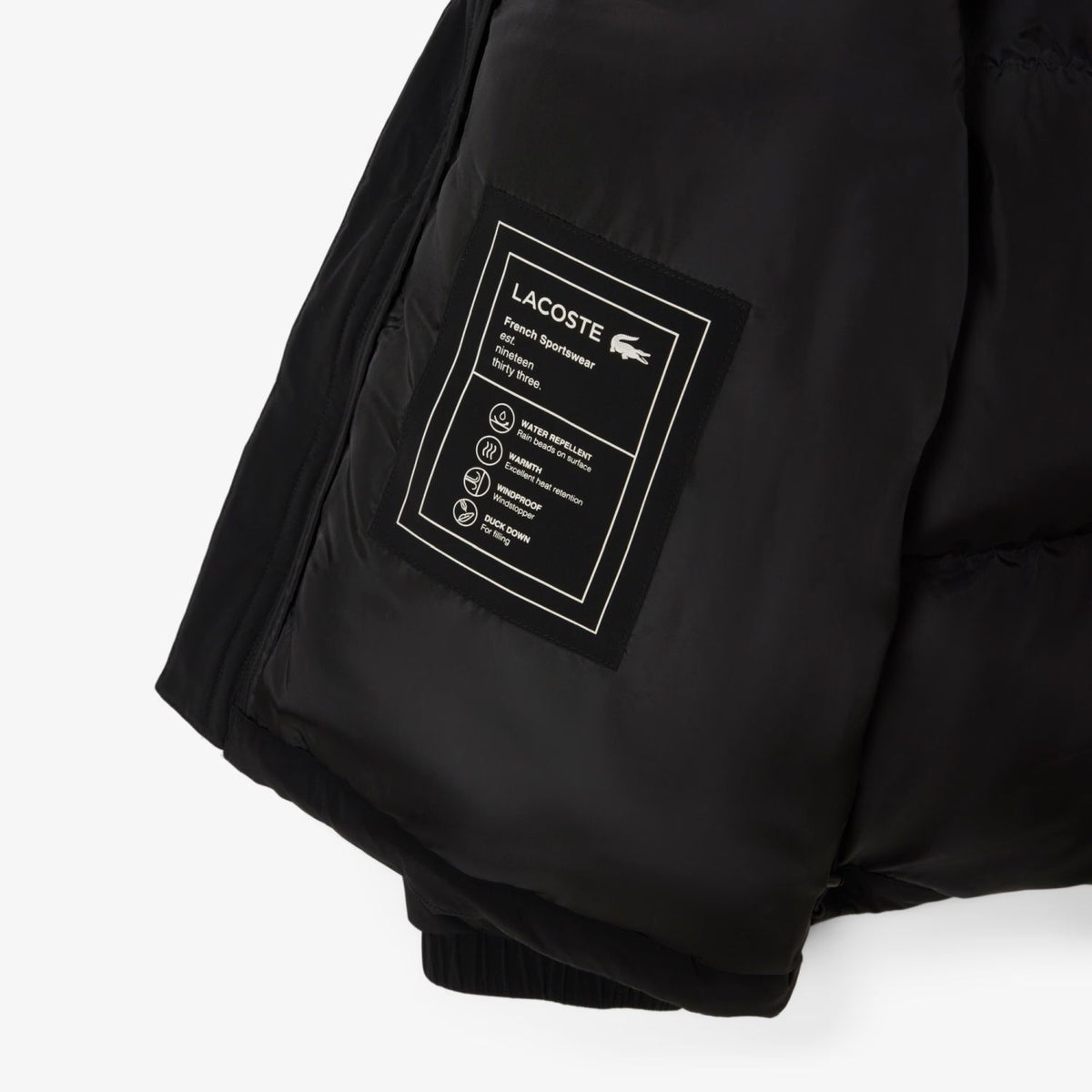 Lacoste Hooded Down Puffer Zwart