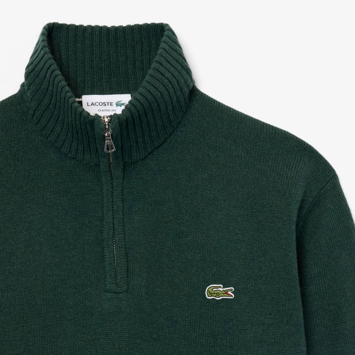 Lacoste Knitted Half Zip Sweater Donker Groen