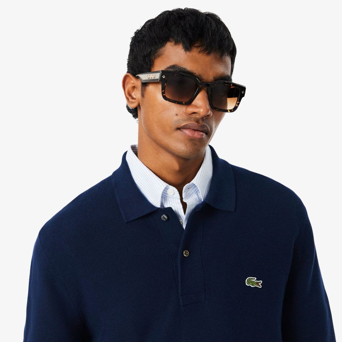 Lacoste Knitted Longsleeve Polo Navy