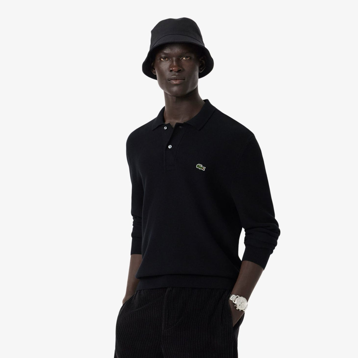 Lacoste Knitted Longsleeve Polo Zwart