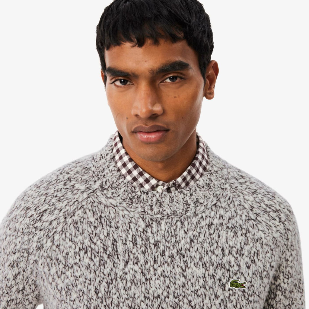 Lacoste Mercerized Knit Wool Sweater Off White/Bruin