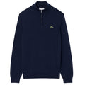 Lacoste Zipped High Neck Cotton Sweater Navy