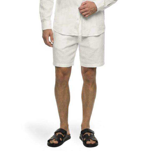 Malelions Premium Linen Korte Broek Off White