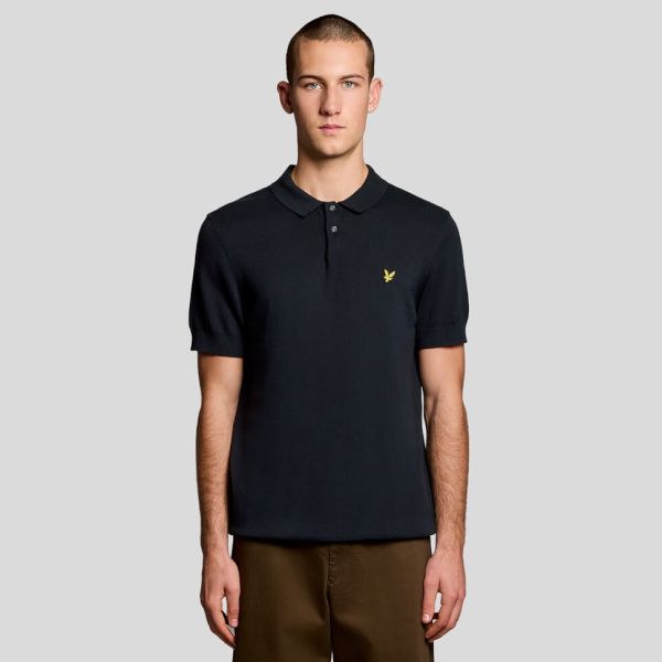 Lyle & Scott Cotton Knitted Polo Navy